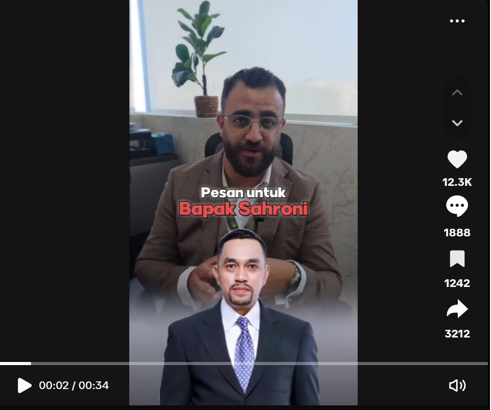 Ajakan pindah ke Dubai untuk Ahmad Sahroni (TikTok @hamzehrealestate)